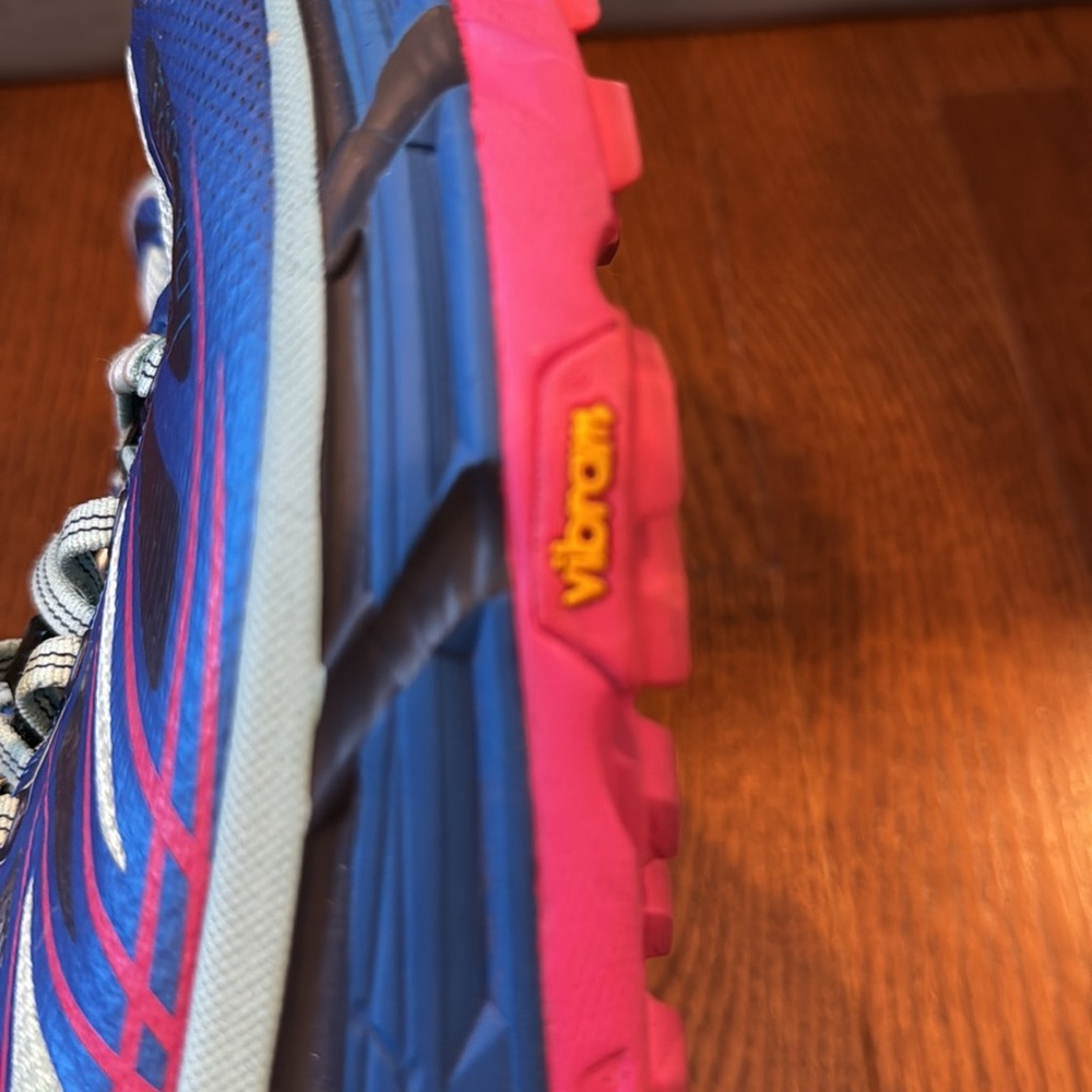 Hoka One One Vibrant Blue and Pink Athletic Shoes - Picture 9 of 13